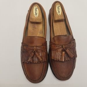 Dockers Mens Sz 10.5M Loafers Brown Leather Kiltie Tassels Moc Toe Slip On